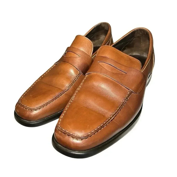 Luca Bossi Men’s Leather Casual Driving Loafers Brown Size 43 (9-9.5 U.S.) - Picture 1 of 9